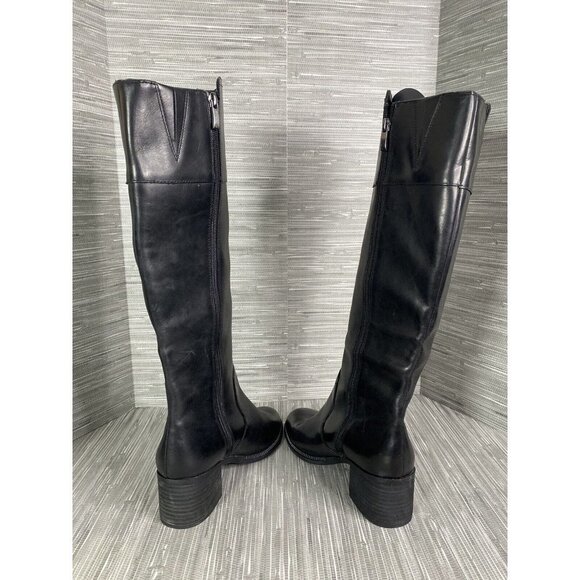 Franco Sarto Womens Lucianna Rhinestone Welt Block Heels Black Leather Boots 8.5 - Picture 6 of 11